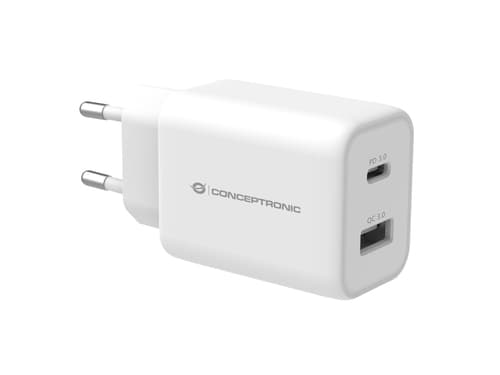 Cargador de 2 puertos 33W PPS USB PD - USB-A x 1 - USB-C x 1 - QC 3.0