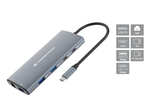 CONCEPTRONIC Estación de acoplamiento 10 en 1 USB 3.2 Gen 1